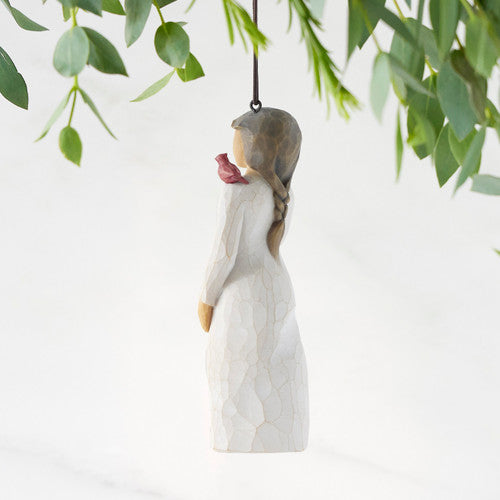 Messenger ornament with red cardinal as a comfort and love keepsake gift