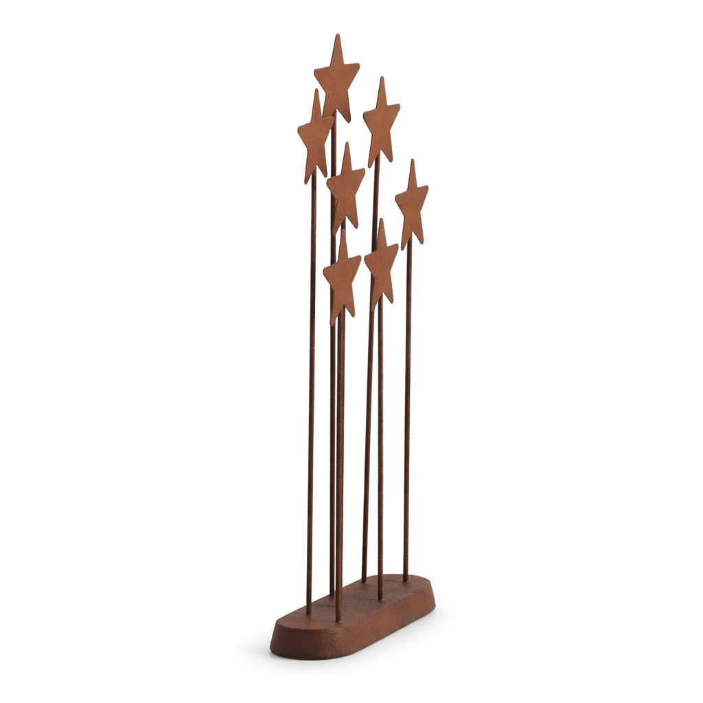 Metal star backdrop for Nativity display with Christmas keepsake styling