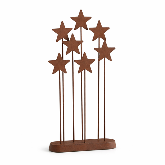 Metal star backdrop for Nativity display with Christmas keepsake styling