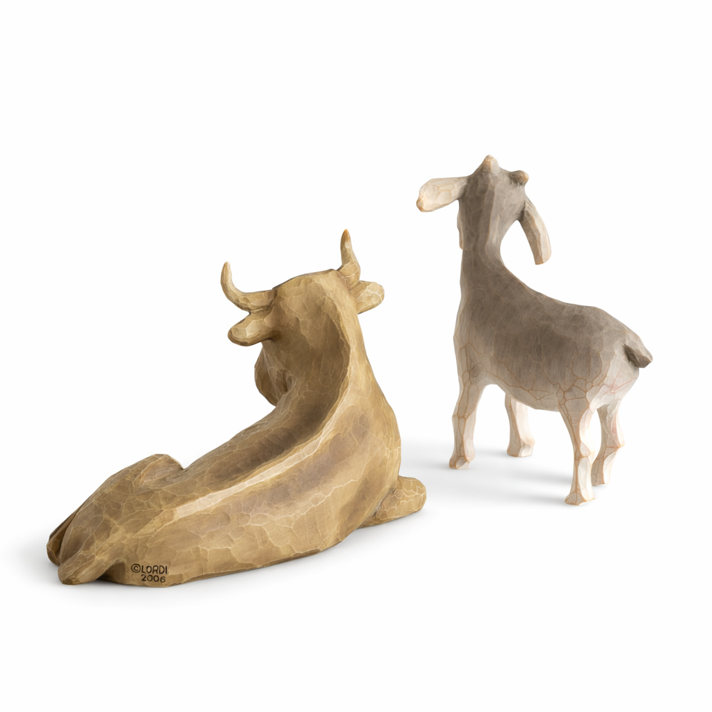 Willow Tree Ox and Goat Nativity animals for Christmas display