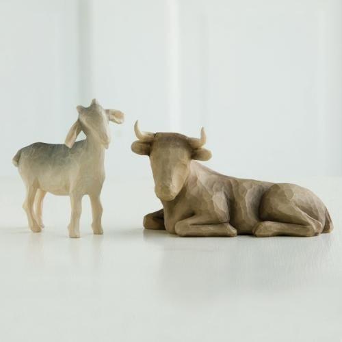 Willow Tree Ox and Goat Nativity animals for Christmas display