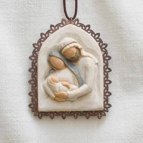 Holy Family metal-edged ornament for Christmas keepsake decor