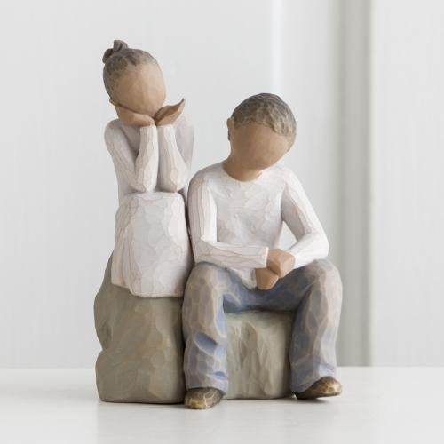 Brother and Sister darker skin tone figurine as a sibling keepsake gift