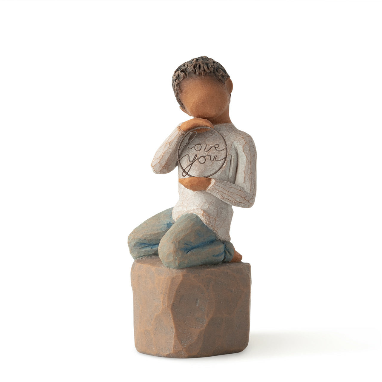 Love You Too darker skin figurine as a child love keepsake gift