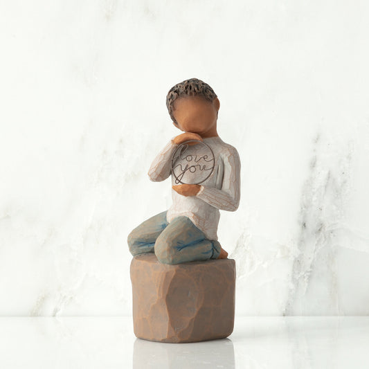 Love You Too darker skin figurine as a child love keepsake gift