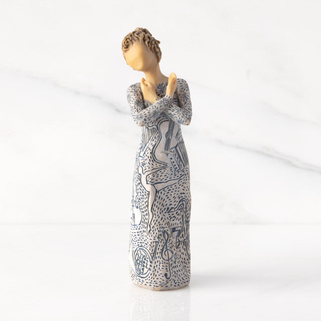 Detail view of Music Speaks Figurine – Lighter Skin Musician Gift for musicians and performers