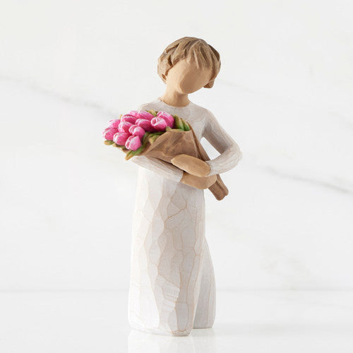 Bright Hope figurine with tulips as a confidence and encouragement gift