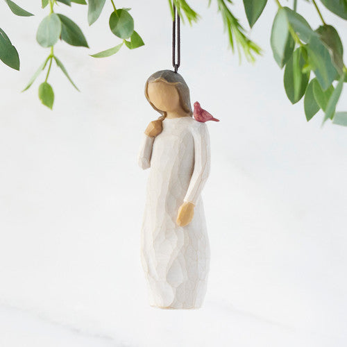 Messenger ornament with red cardinal as a comfort and love keepsake gift