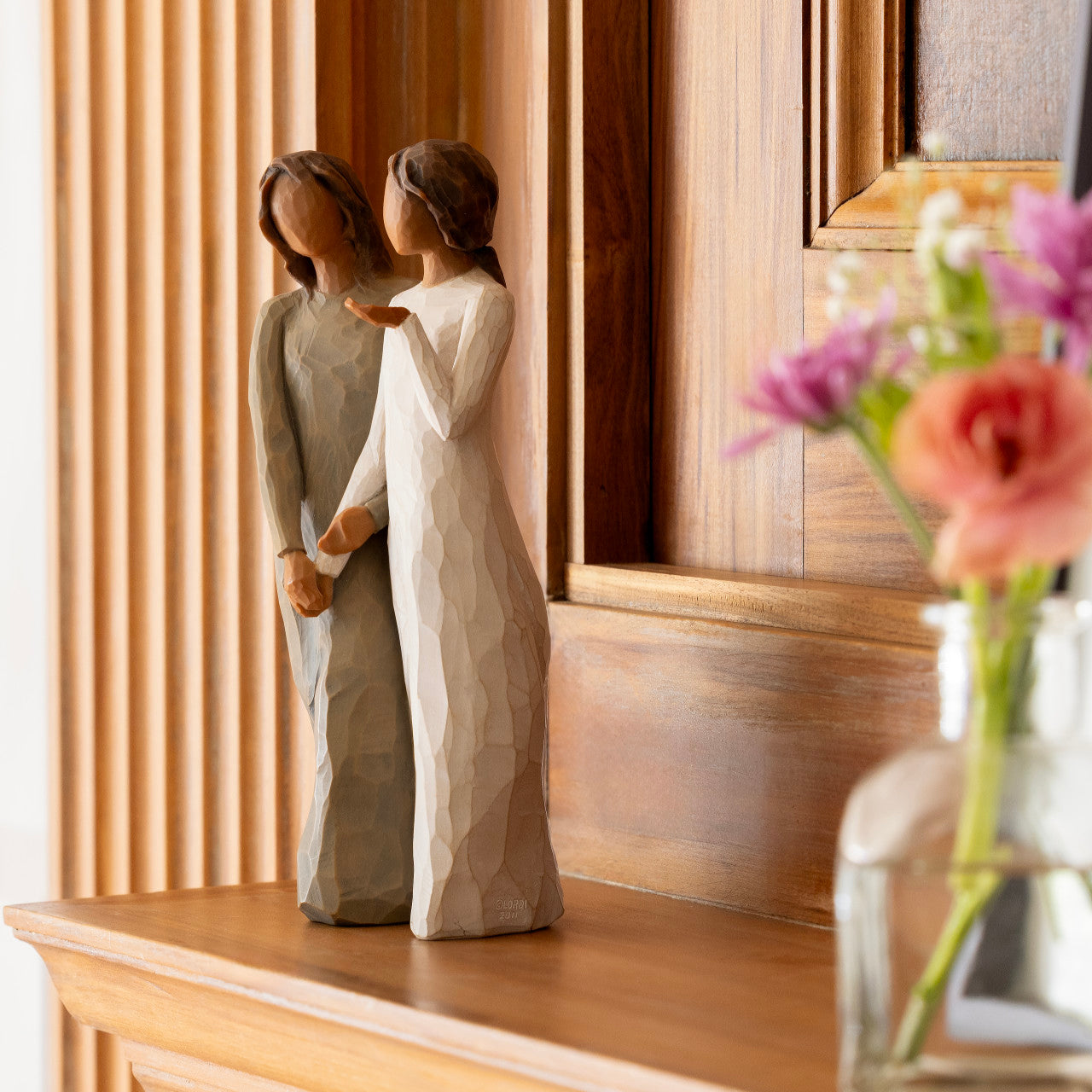 Detail view of My Sister, My Friend Figurine – Dark Tone Sister Keepsake Gift as a sisterhood keepsake gift