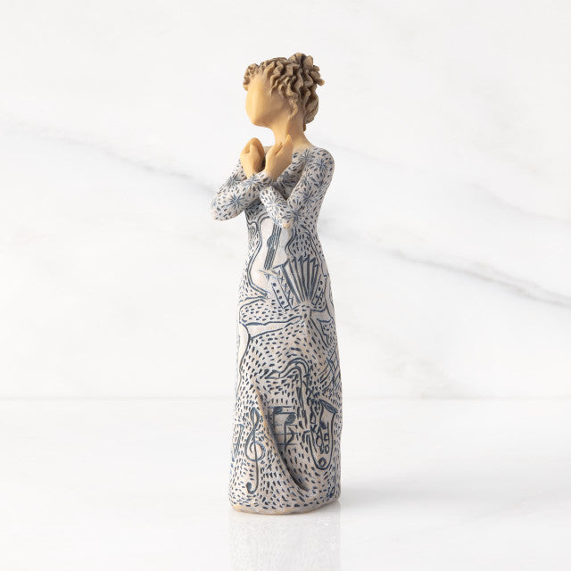 Detail view of Music Speaks Figurine – Lighter Skin Musician Gift for musicians and performers