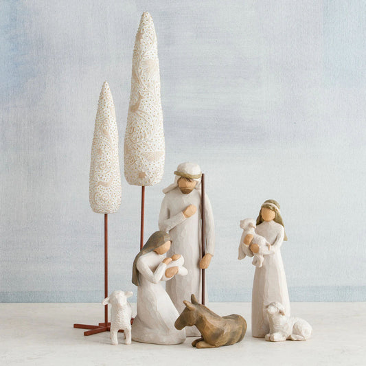 Cypress Nativity Set with trees for a meaningful Christmas display